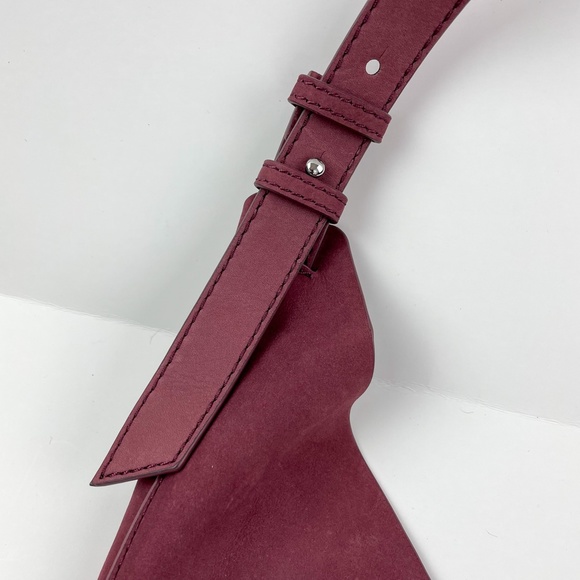 Purple Suede Hobo Bucket Bag with Snap Closure - Picture 14 of 15